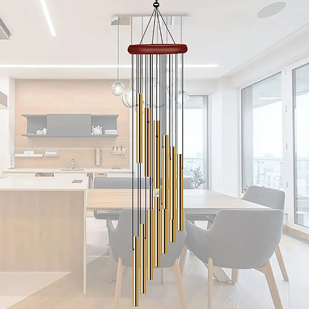 12 Tube Aluminum Wind Chimes with Hook Gold Silver Bells for Outdoor Decor Weddings Parties Memorials 1 Piece