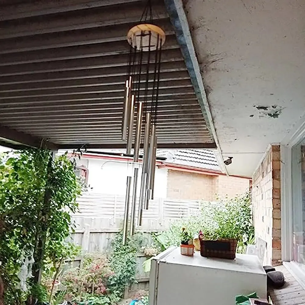 12 Tube Aluminum Wind Chimes with Hook Gold Silver Bells for Outdoor Decor Weddings Parties Memorials 1 Piece