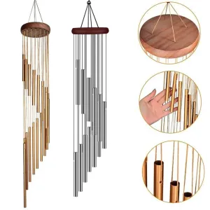 12 Tube Aluminum Wind Chimes with Hook Gold Silver Bells for Outdoor Decor Weddings Parties Memorials 1 Piece