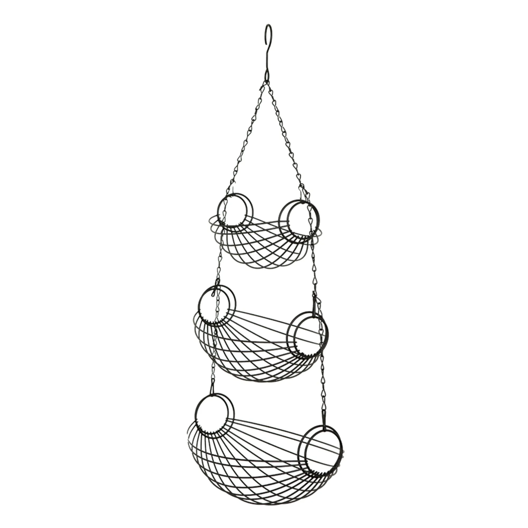 3-Tier Black Oval Hanging Basket