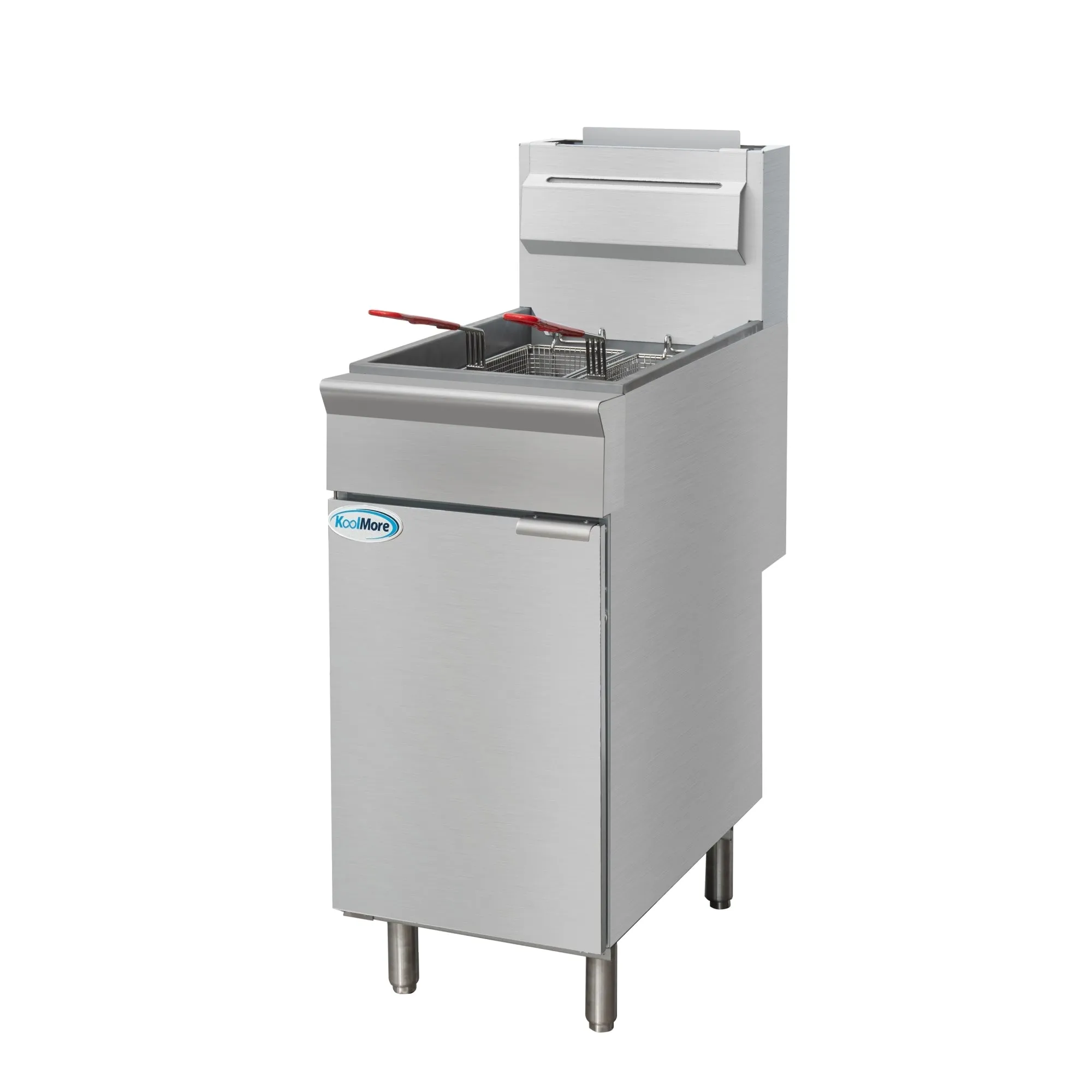 40 lb. Floor Standing Liquid Propane Commercial Fryer with 90,000 BTU in Stainless-Steel, ETL Listed (KM-FDF40-LP)