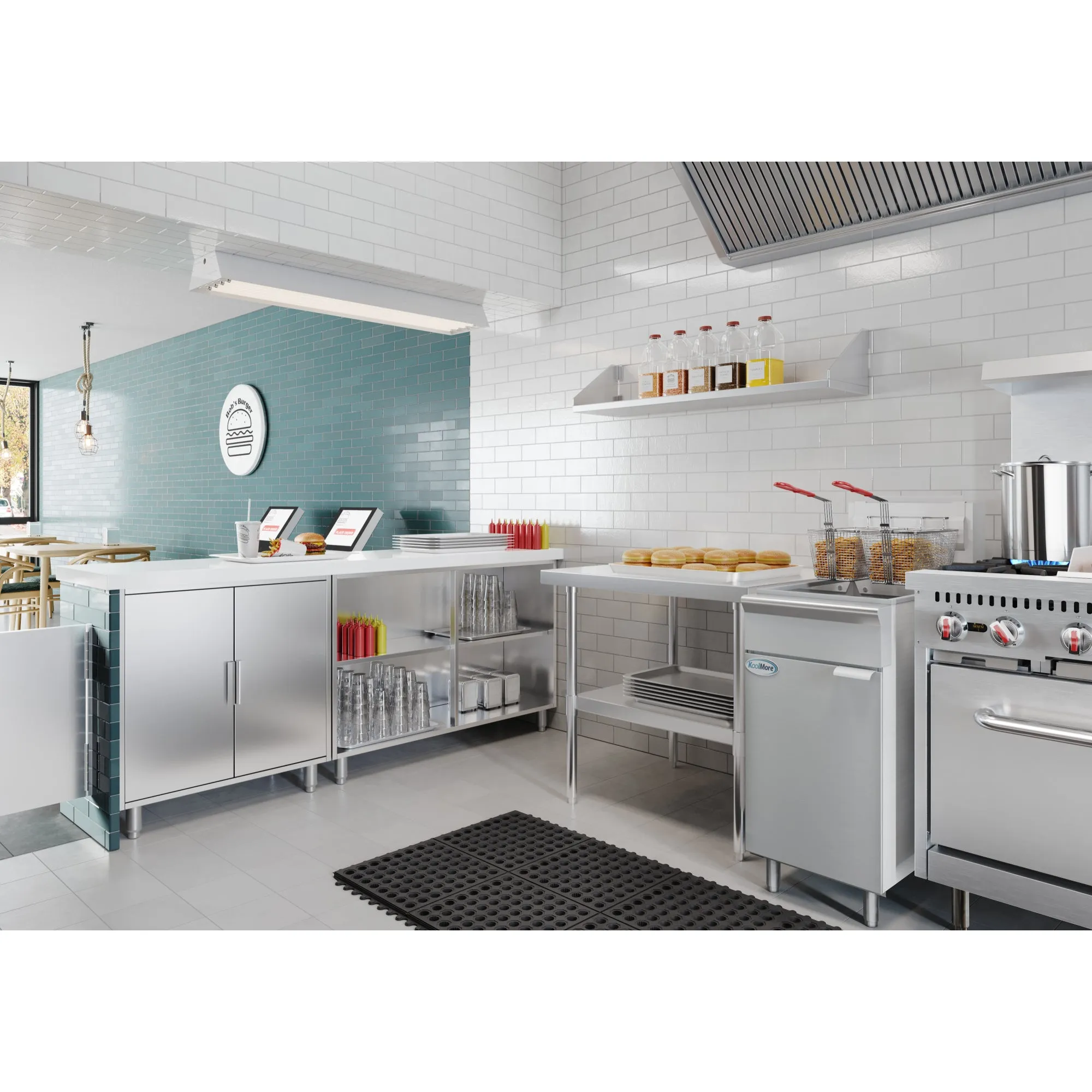 40 lb. Floor Standing Natural Gas Commercial Fryer with 90,000 BTU in Stainless-Steel, ETL Listed (KM-FDF40-NG)