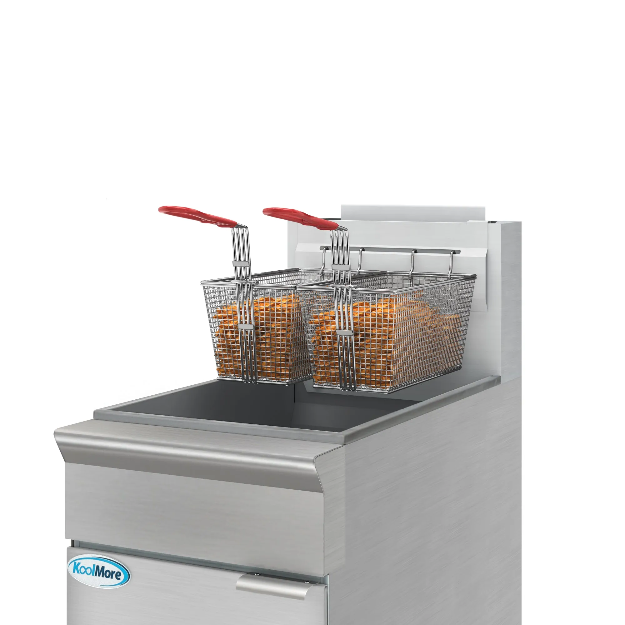 40 lb. Floor Standing Natural Gas Commercial Fryer with 90,000 BTU in Stainless-Steel, ETL Listed (KM-FDF40-NG)