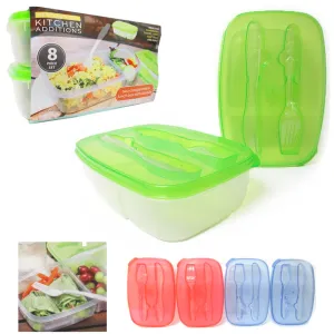 8 Pc Food Storage Container Lunch Plate Box Divided Compartment Utensil Saver