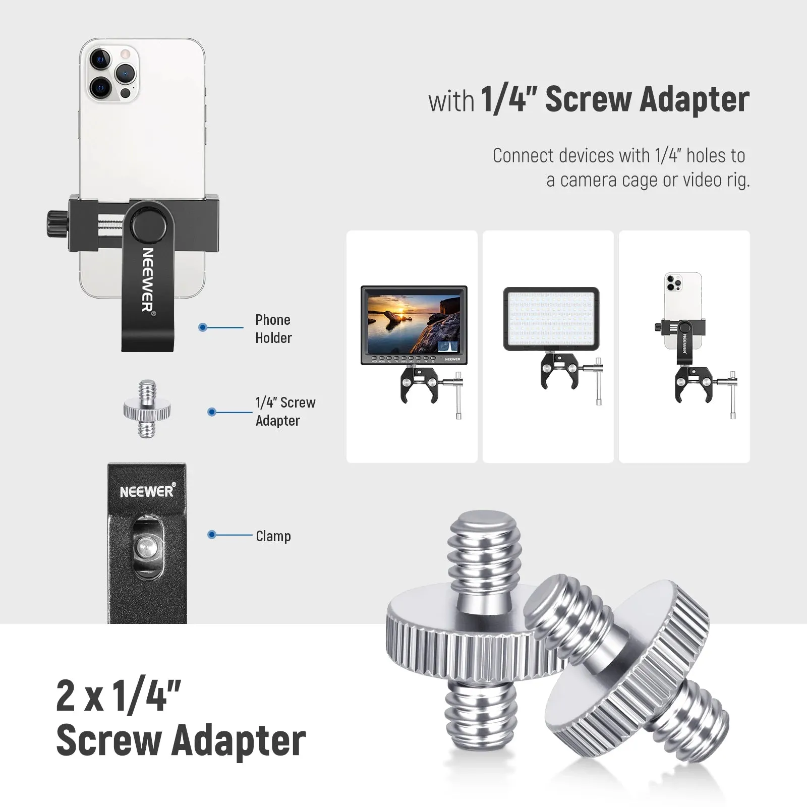 8 Piece Hot Shoe Mount Adapter Kit for Dslr Camera Triple Cold Shoe Mount for Led Light Microphone Stand and Monitor
