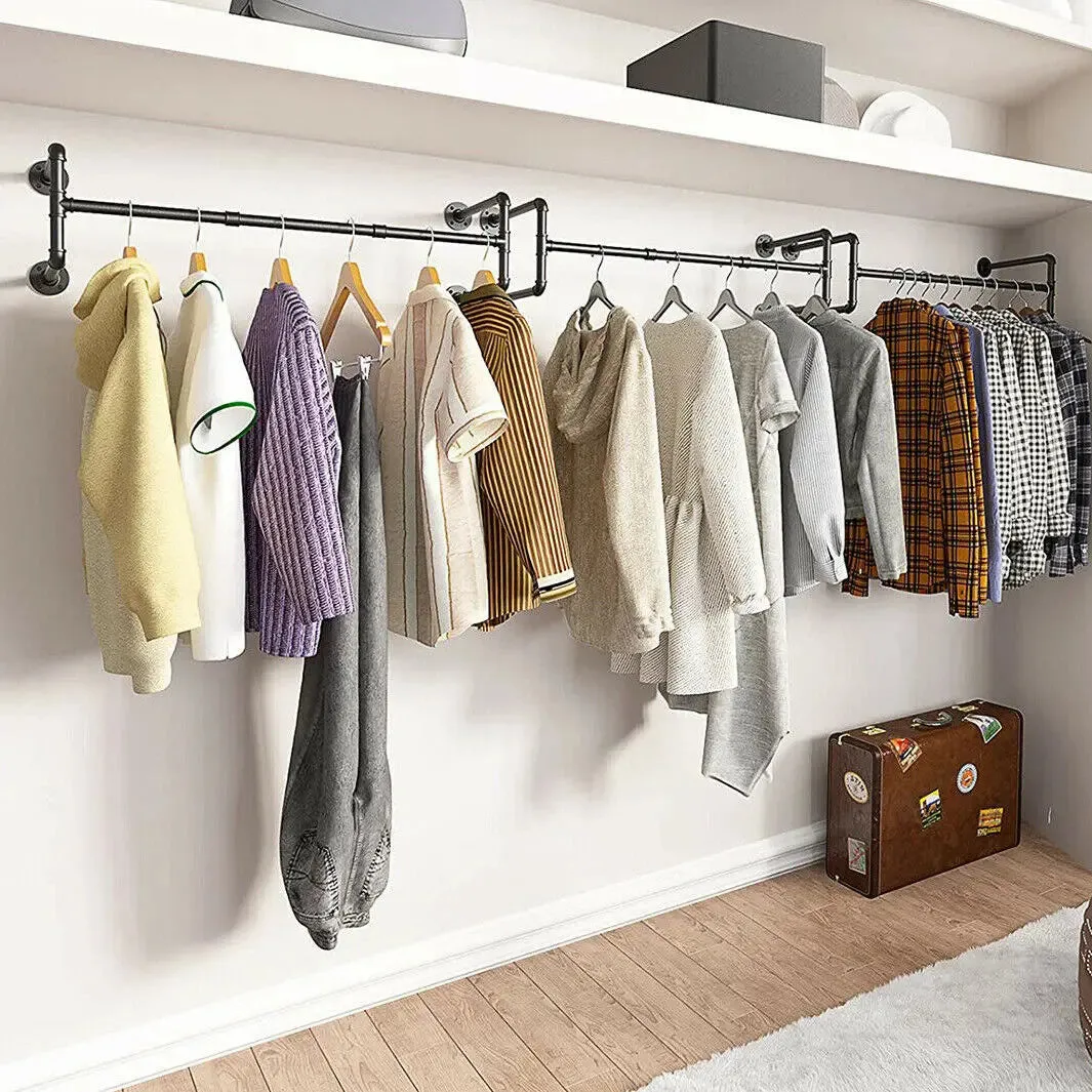 Adjustable Wall Mounted Clothing Rack Heavy Duty 90 / 135 Cm