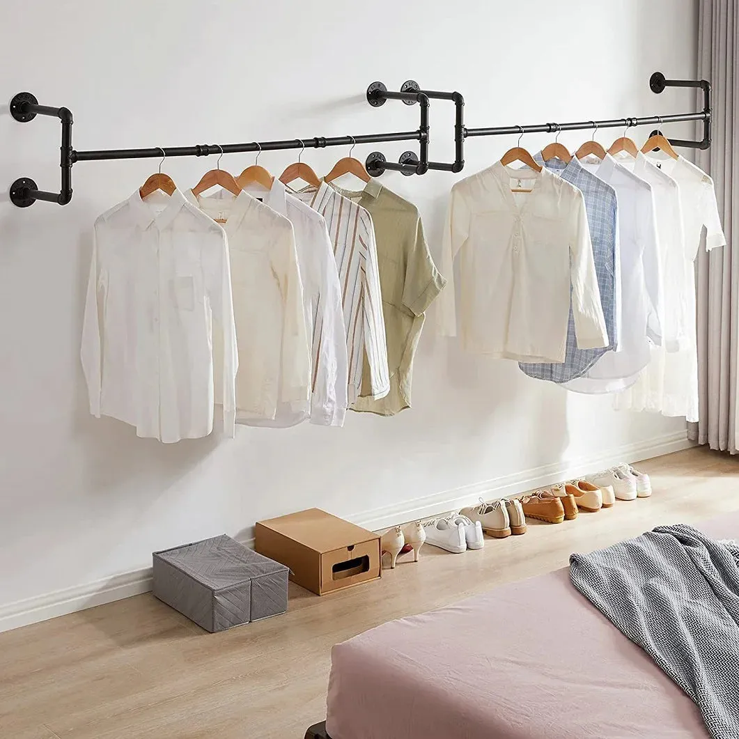 Adjustable Wall Mounted Clothing Rack Heavy Duty 90 / 135 Cm
