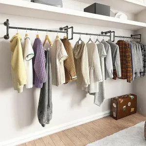 Adjustable Wall Mounted Clothing Rack Heavy Duty 90 / 135 Cm