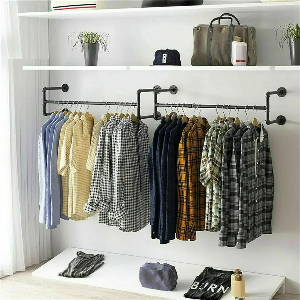 Adjustable Wall Mounted Clothing Rack Heavy Duty 90 / 135 Cm