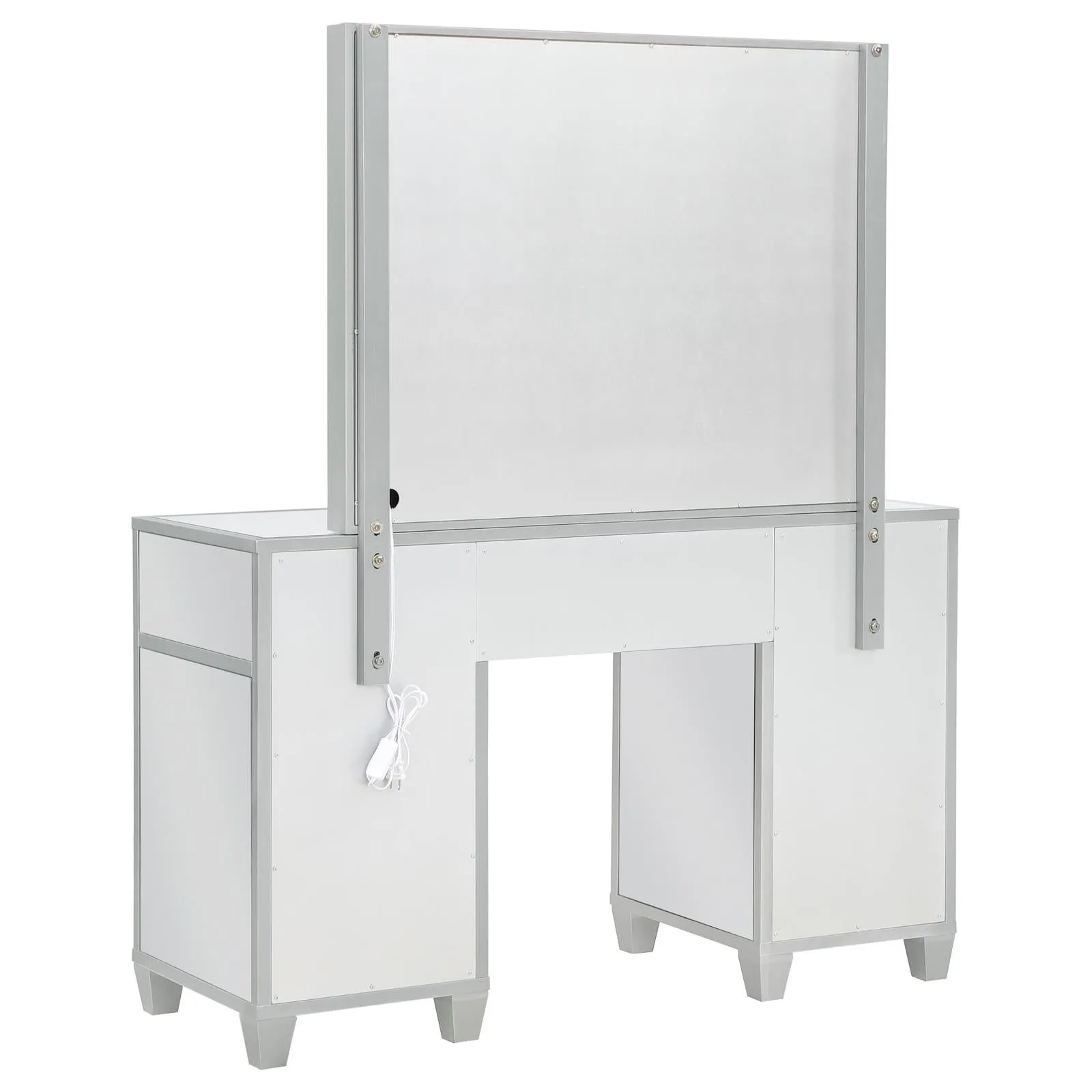 Allora 9-drawer Mirrored Storage Vanity Set with Hollywood Lighting Metallic