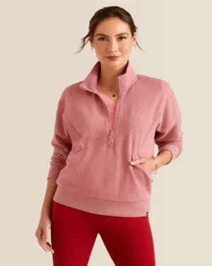 Ariat Women's Heather Dusty Rose Friday Cotton 1/2 Zip Sweatshirt 10049039