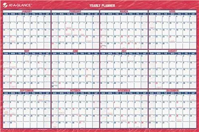 At-A-Glance Reversible/Erasable Vertical/Horizontal Yearly Wall Calendar 32 X 48