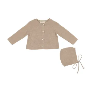 Baby Boy Cardigan   Hat | Knit | Taupe | Mema