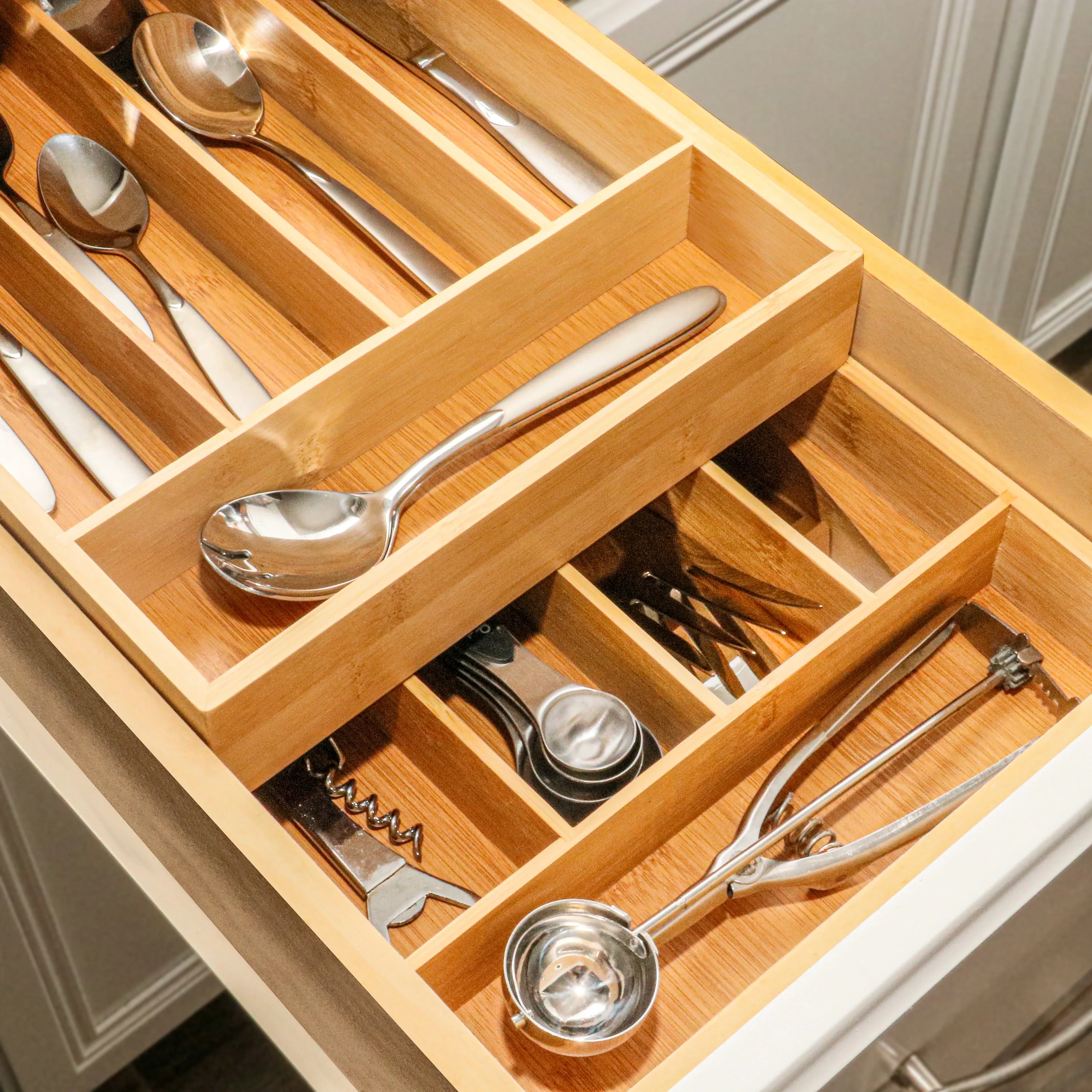 BergHOFF Bamboo 5-Slot Flatware Organizers, Set of Two