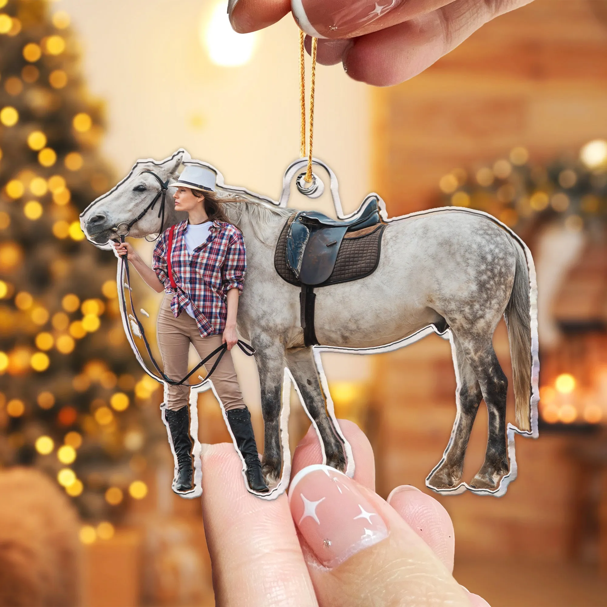 Christmas Gift For Cowgirl - Personalized Acrylic Photo Ornament