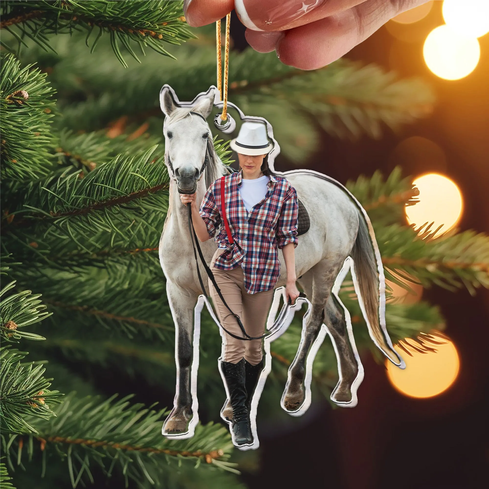 Christmas Gift For Cowgirl - Personalized Acrylic Photo Ornament