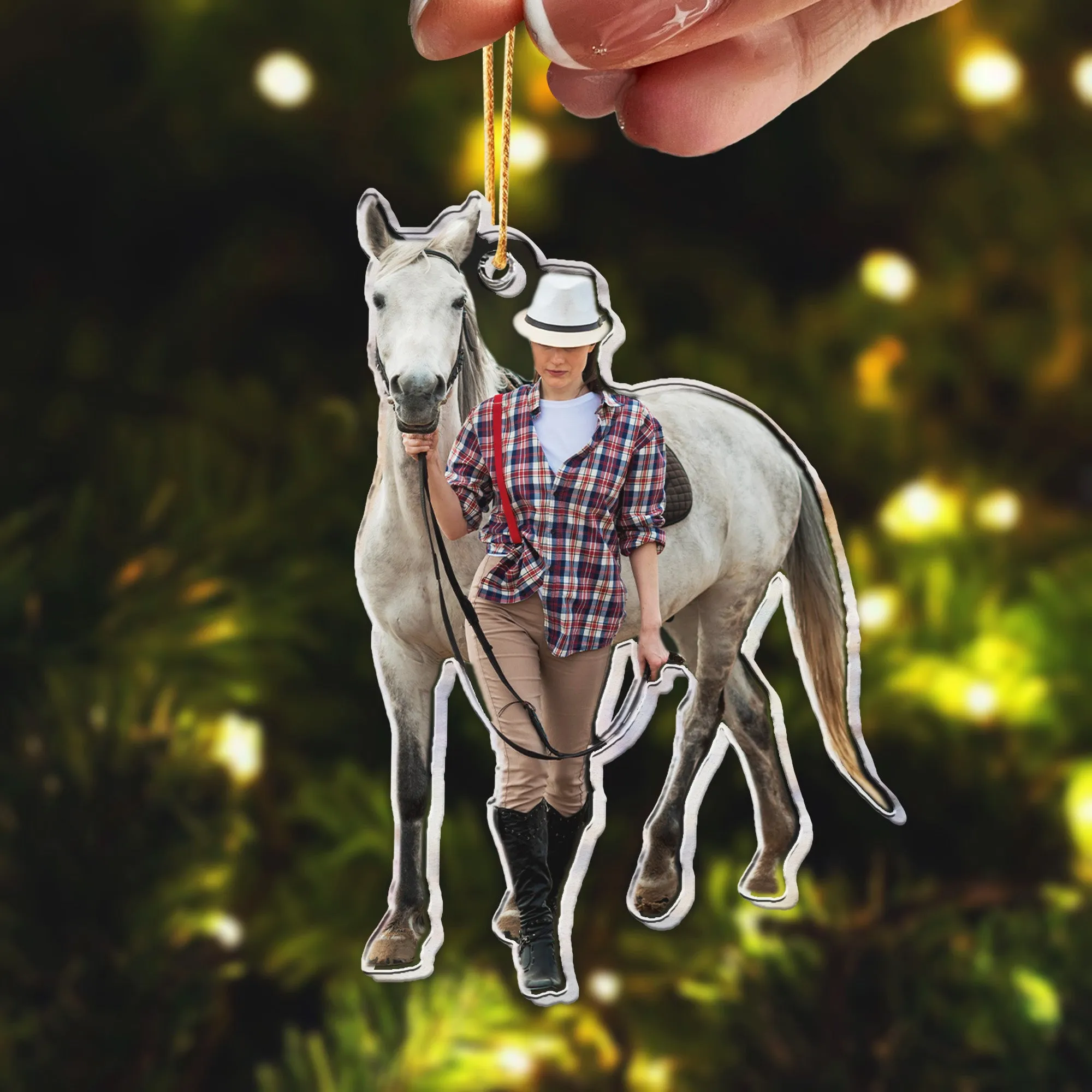 Christmas Gift For Cowgirl - Personalized Acrylic Photo Ornament