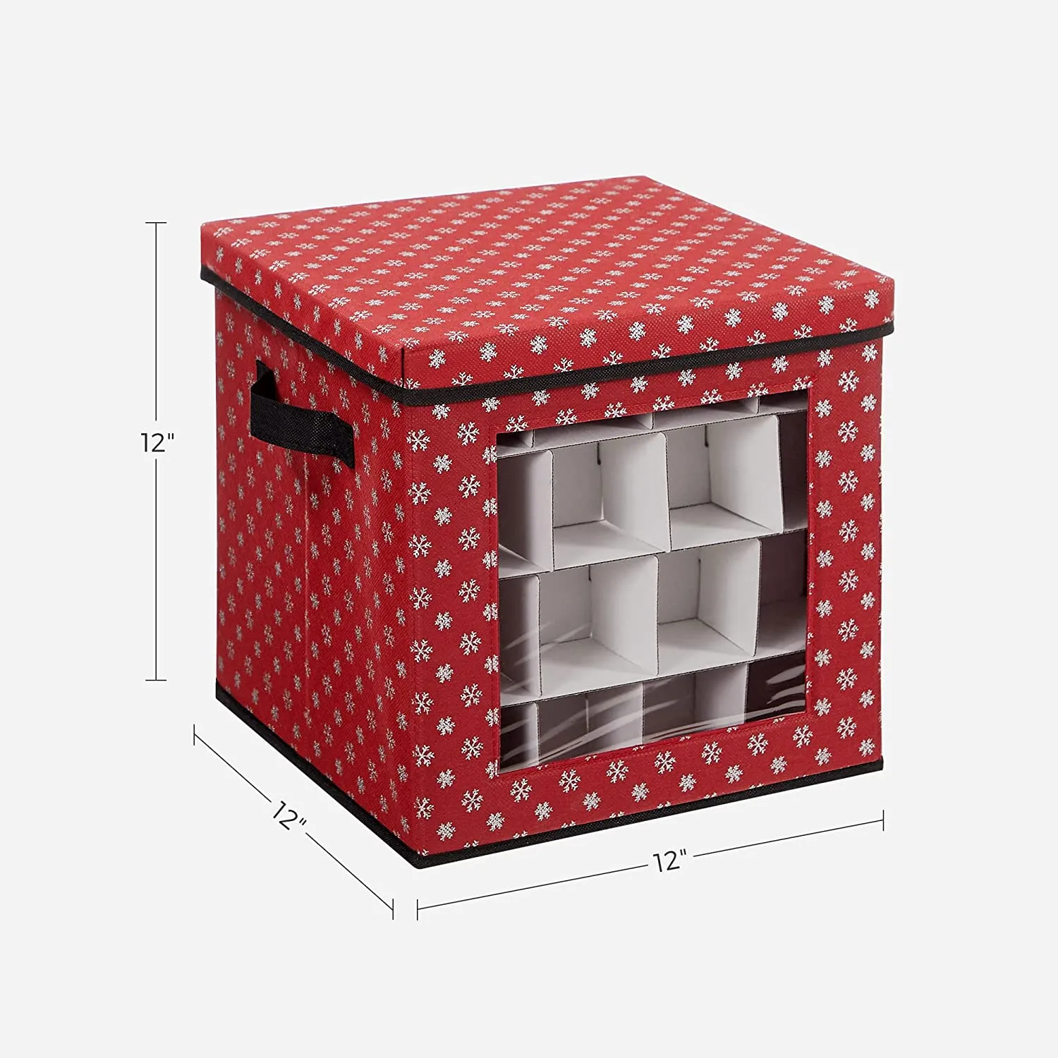 Christmas Ornament Storage, Holds 192 Holiday Ornaments, with Lid, Adjustable Dividers, 2 Handles