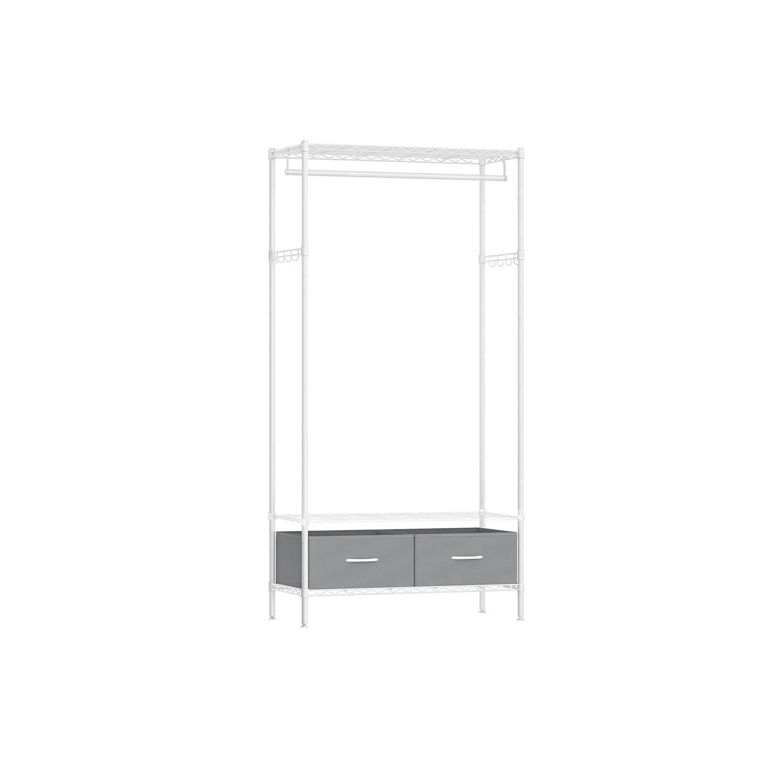 Clothes Rack with Mesh Shelf and Drawers