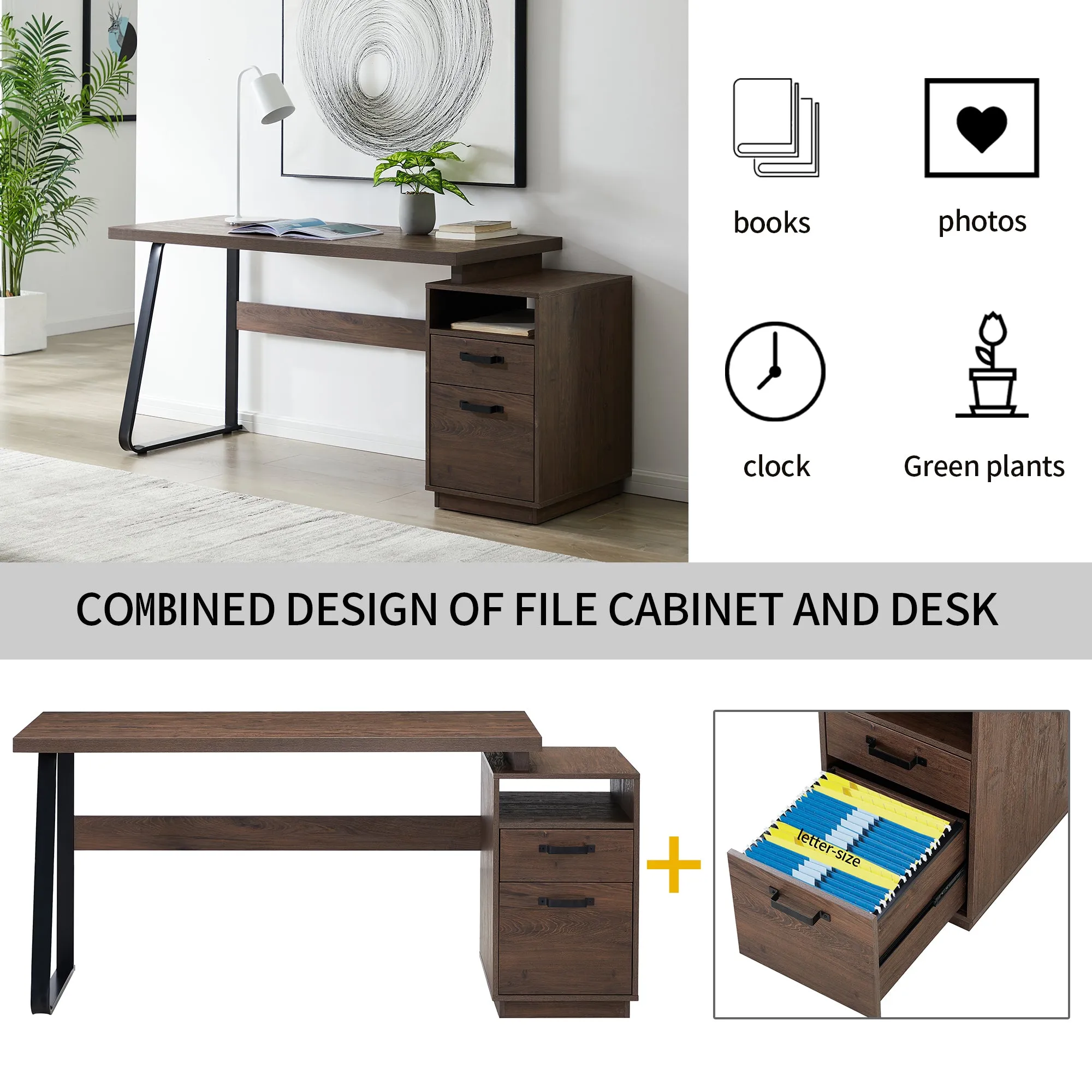 Computer Desk with Drawers 65 inches