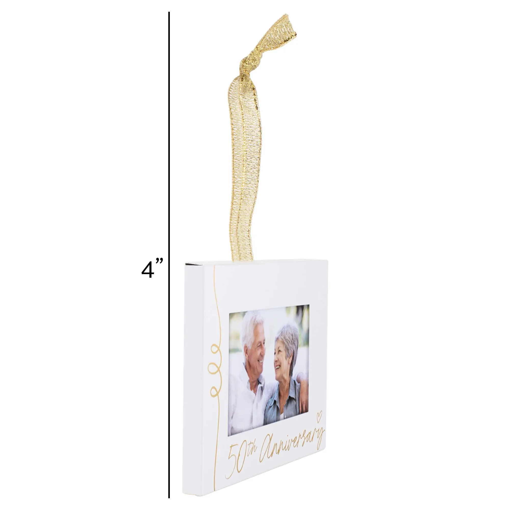 Elanze Designs 50th Anniversary White 4 x 3 Metal Mini Picture Frame Christmas Ornament
