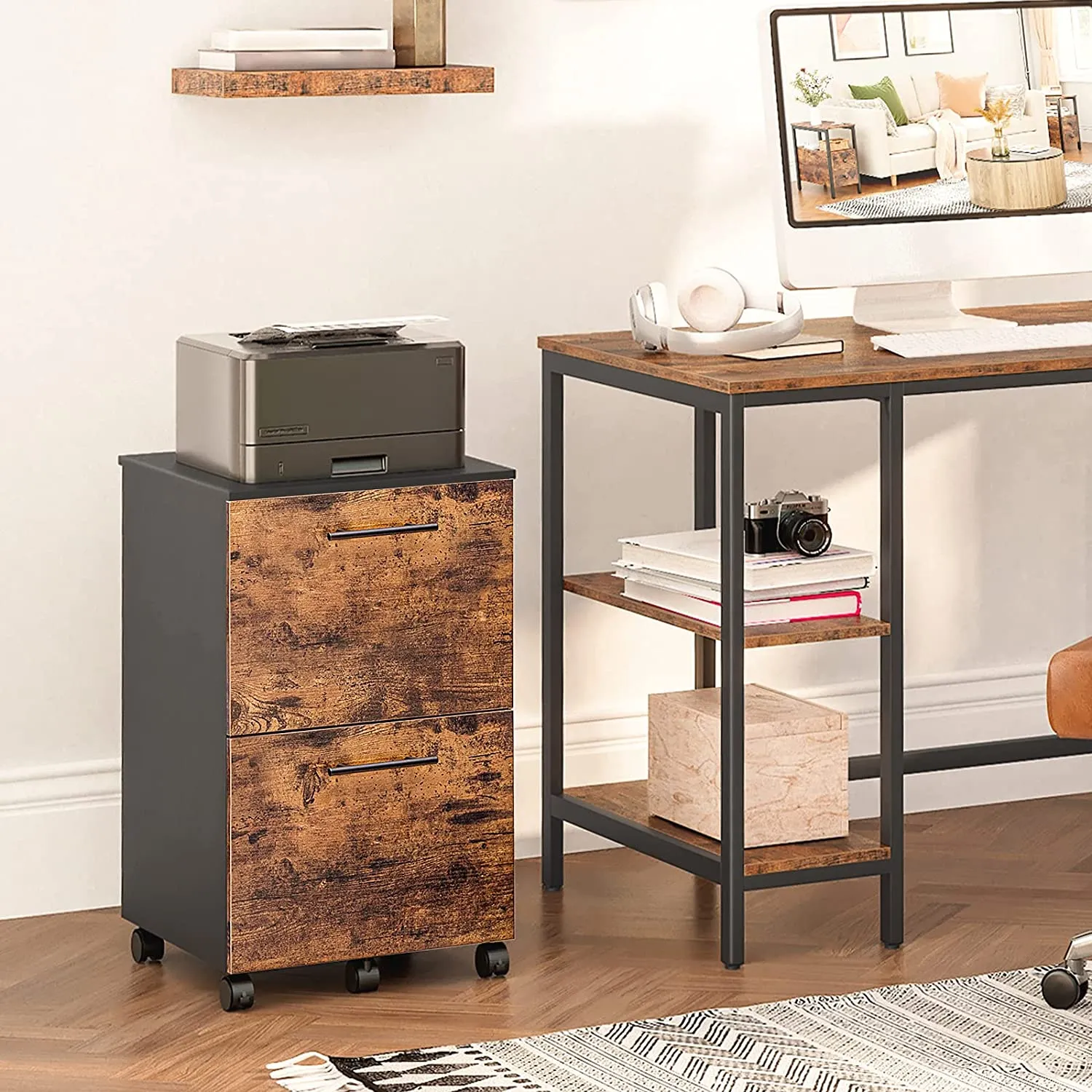 File Cabinet, Filling Cabinet with 2 Drawer, Mobile Office Cabinet