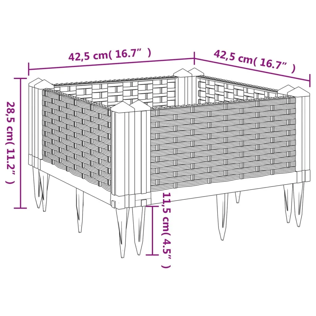 Garden Planter with Pegs White 42.5x42.5x28.5 cm PP