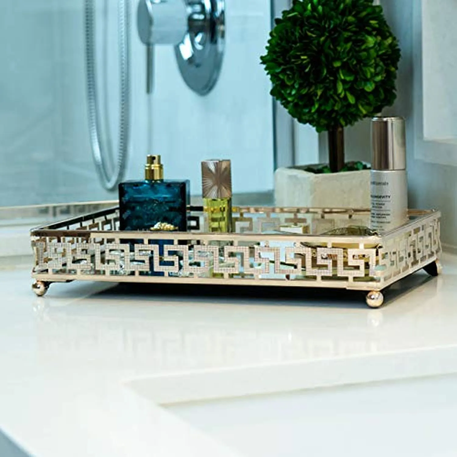 Glamor Gold Vanity Mirror Tray