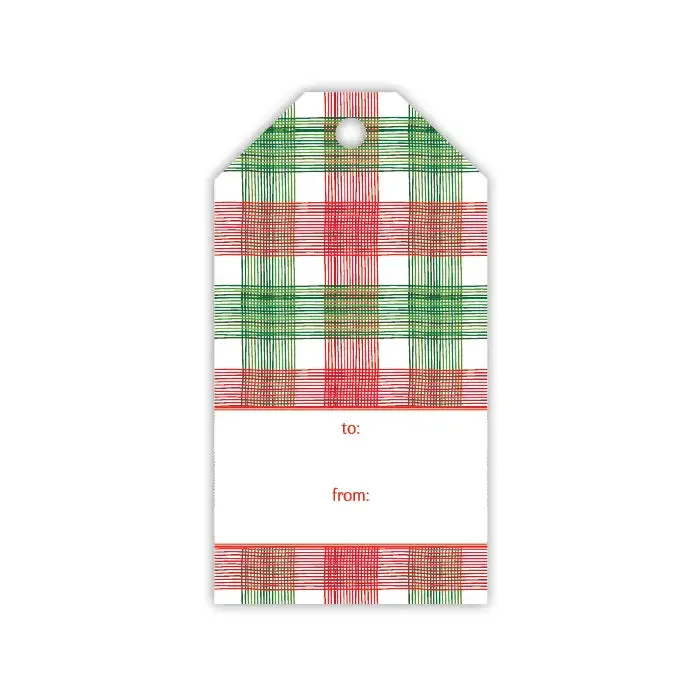 Handpainted Red and Green Plaid Gift Tag