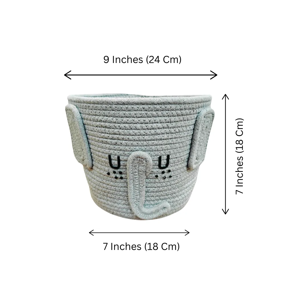 Jute Cotton Storage Basket - Elephants Haven