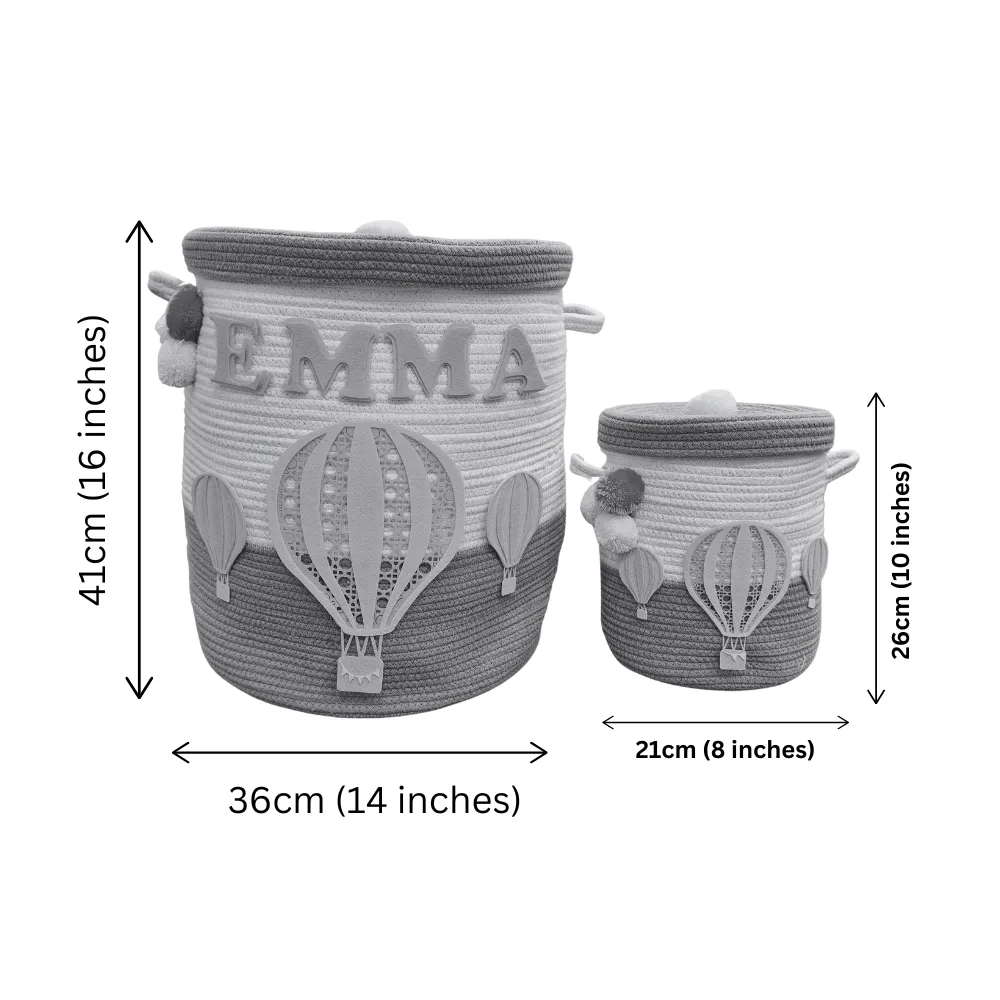 Jute Cotton Storage Basket  with Lid -Bunny Bounty