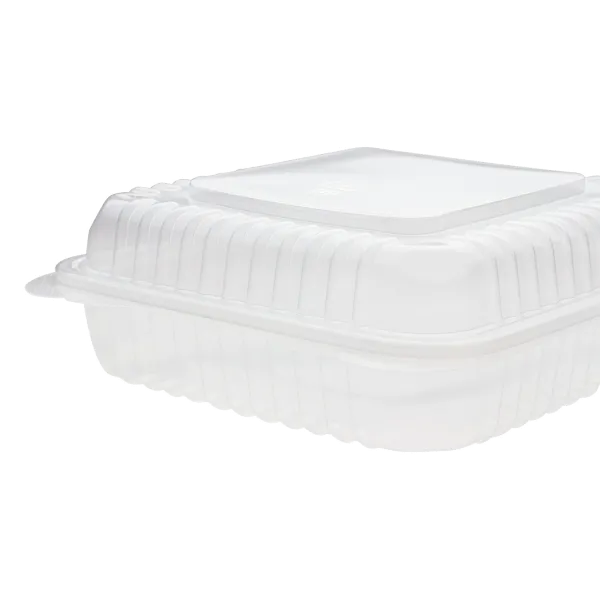 Karat 9"x 9" PP Plastic Hinged Containers, Clear - 200 pcs
