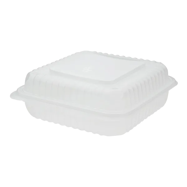 Karat 9"x 9" PP Plastic Hinged Containers, Clear - 200 pcs