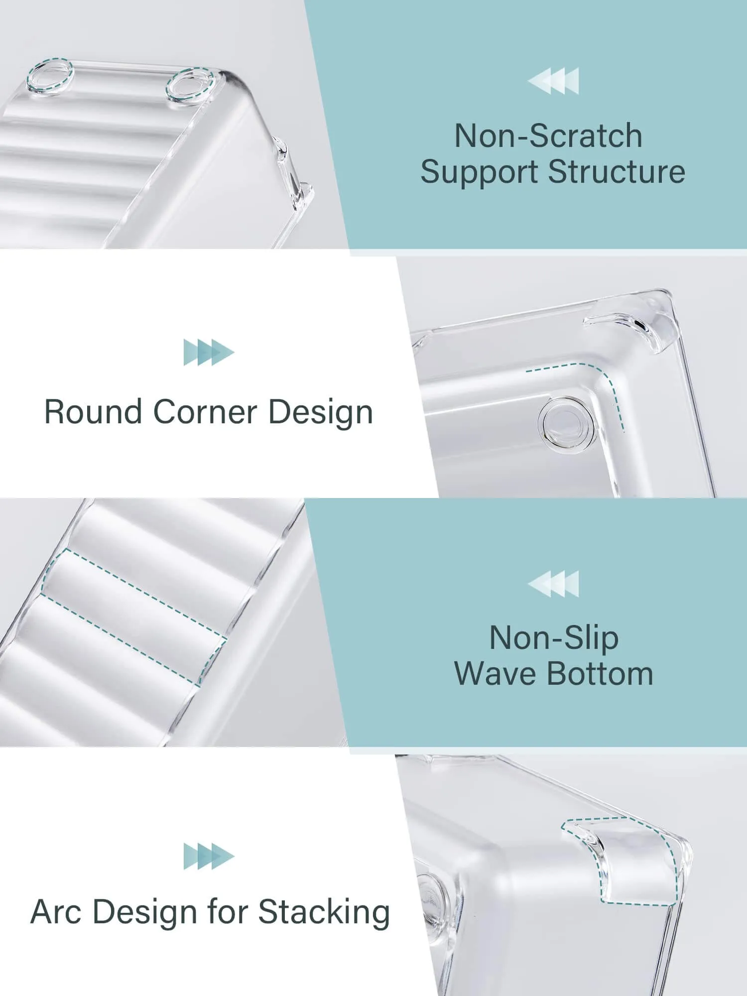 Kootek 9 Pcs Drawer Organizer 4-Size Bathroom Drawer Organizers Clear Plastic Desk Storage Bins Vanity Makeup Drawer Dividers for Jewelry Dresser Bedroom Kitchen Gadgets Office (Clear)