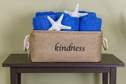 Lilly's Love Storage Baskets Organizer Set, 3 Pack Burlap Nesting - Popular Canvas Storage Bins for Closet, Kitchen or Bathroom Organizing