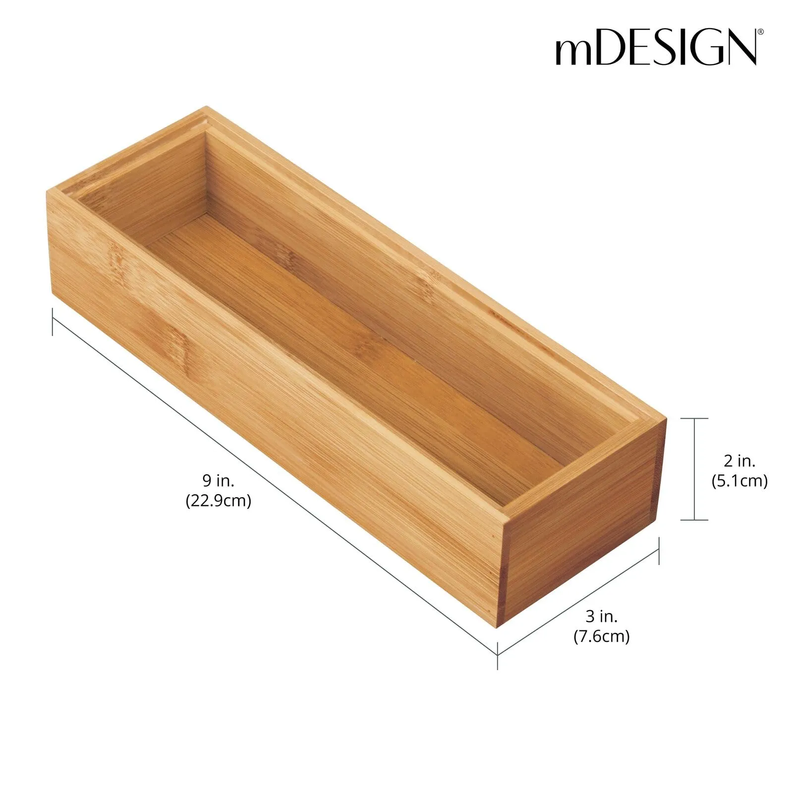 mDesign: Wooden Bamboo Office Drawer Organizer Box
