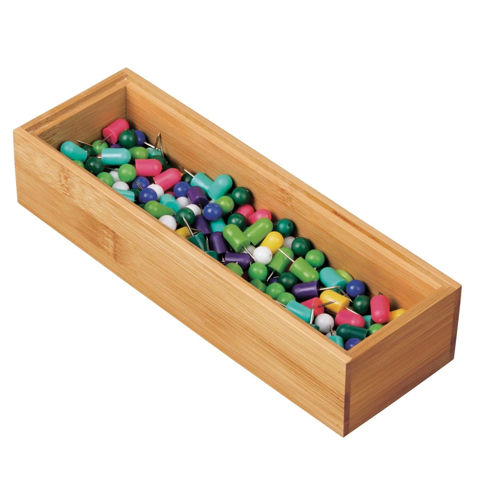 mDesign: Wooden Bamboo Office Drawer Organizer Box