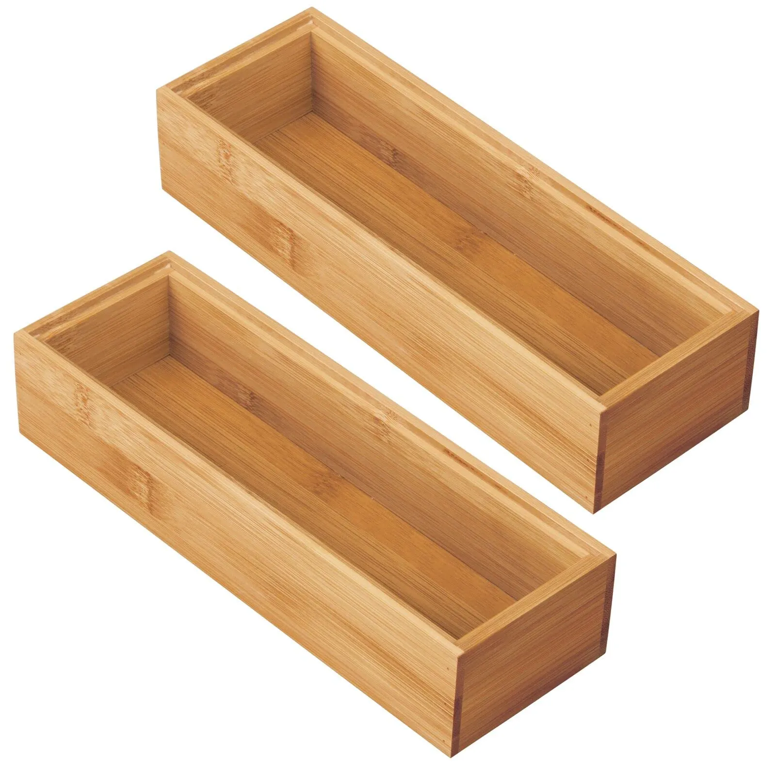 mDesign: Wooden Bamboo Office Drawer Organizer Box