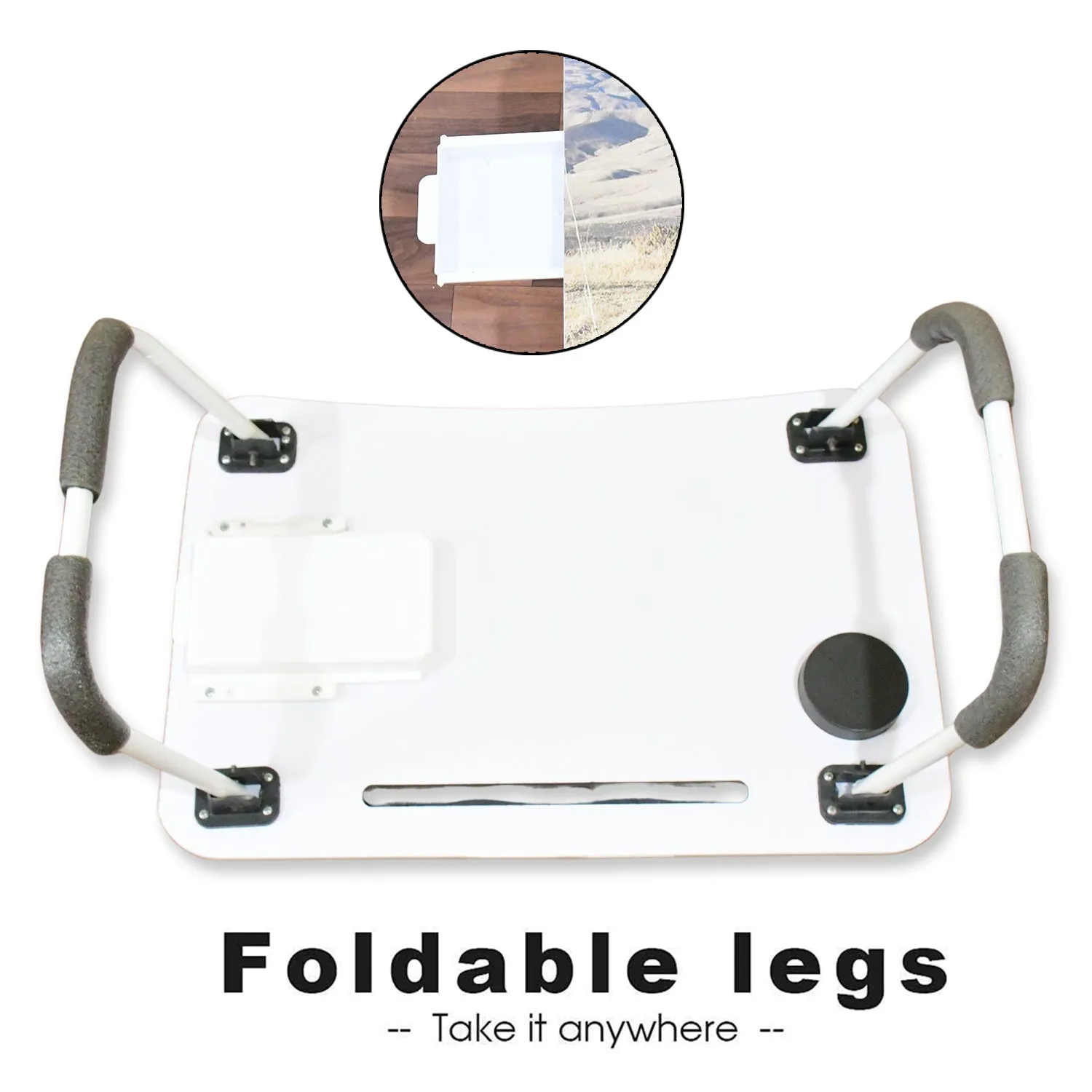 Multi-Purpose Laptop Desk for Study and Reading with Foldable, Cupholder & Drawer (1 Pc / Mix Catoon Design / 5838 Cm)