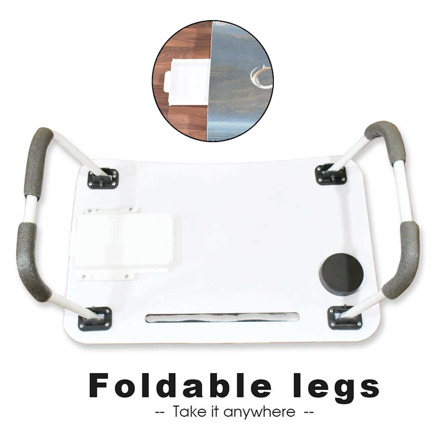 Multi-Purpose Laptop Desk for Study and Reading with Foldable, Cupholder & Drawer (1 Pc / Mix Catoon Design / 5838 Cm)