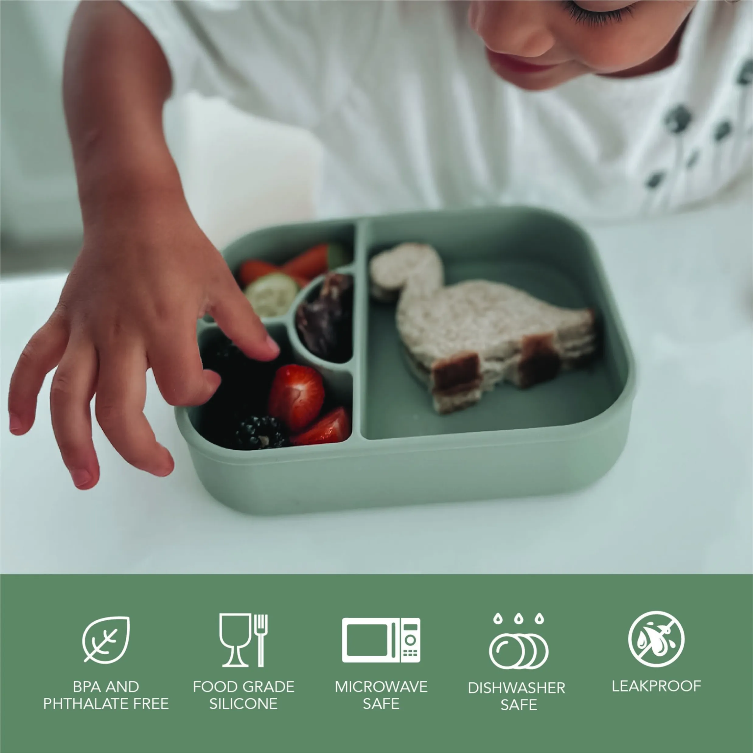 noüka Medium Silicone Sealed Lunch Box - Fern