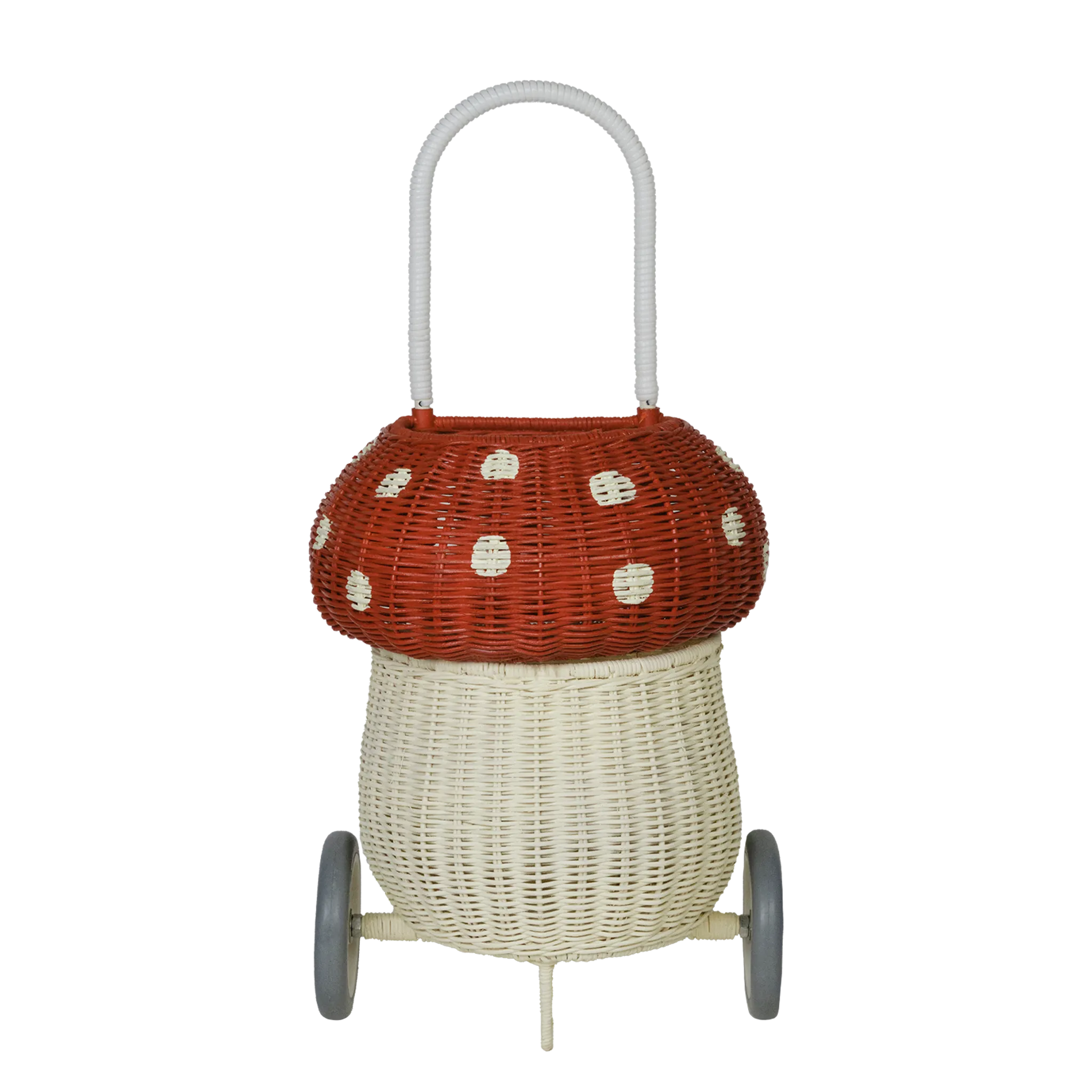 Olli Ella Rattan Mushroom Luggy - Red & White