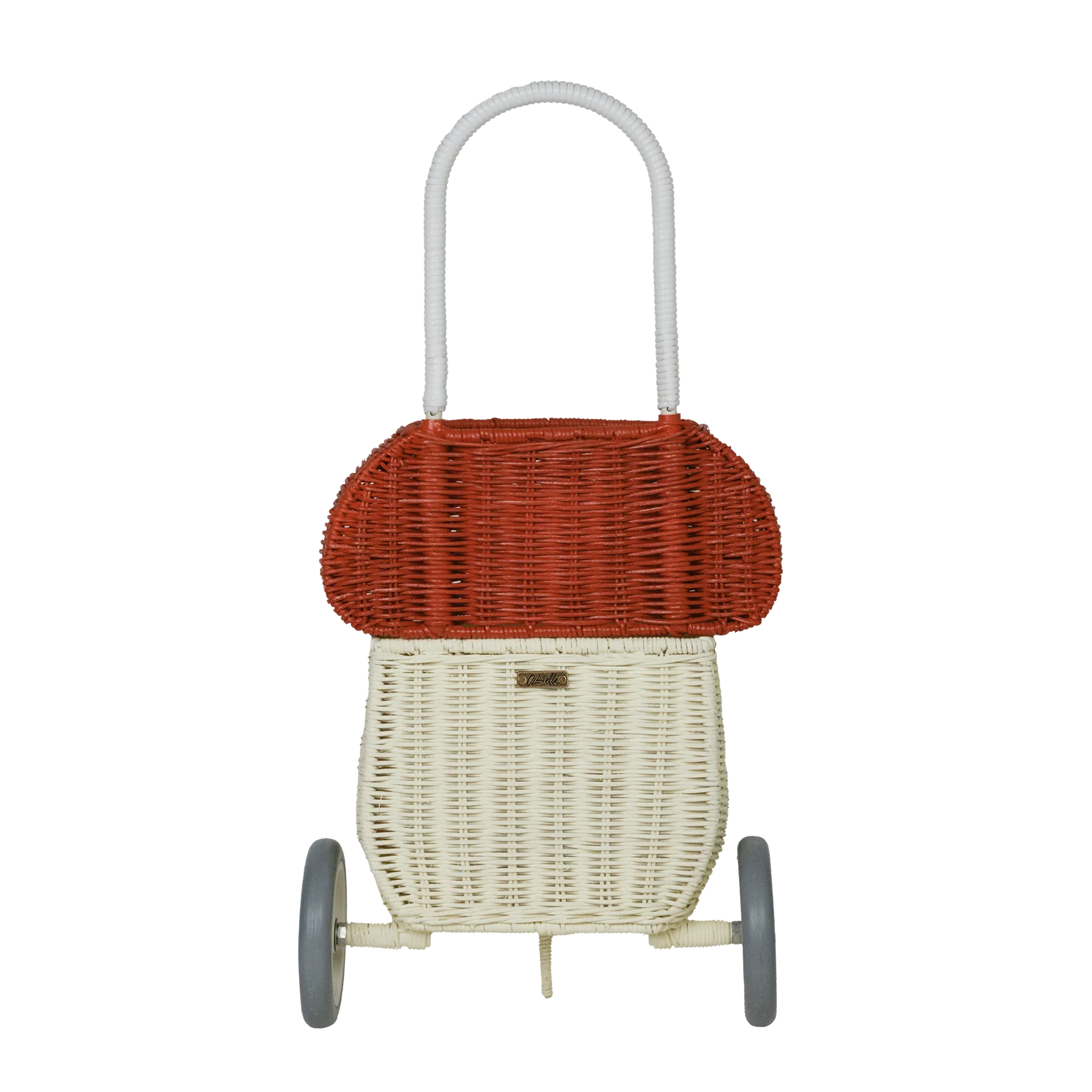 Olli Ella Rattan Mushroom Luggy - Red & White