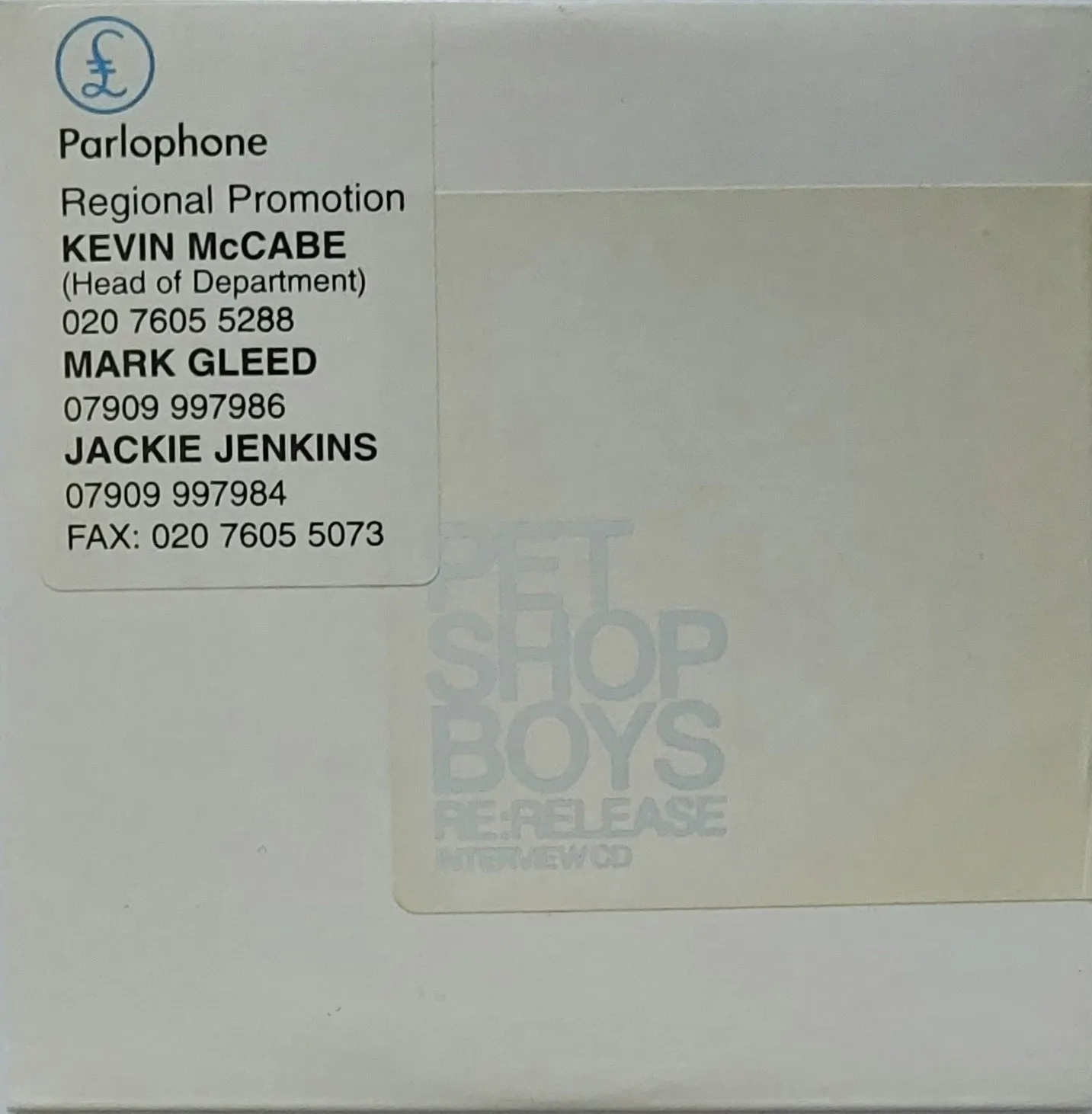 Pet Shop Boys: RE:RELEASE - UK Promo Interview CD (M/EX)