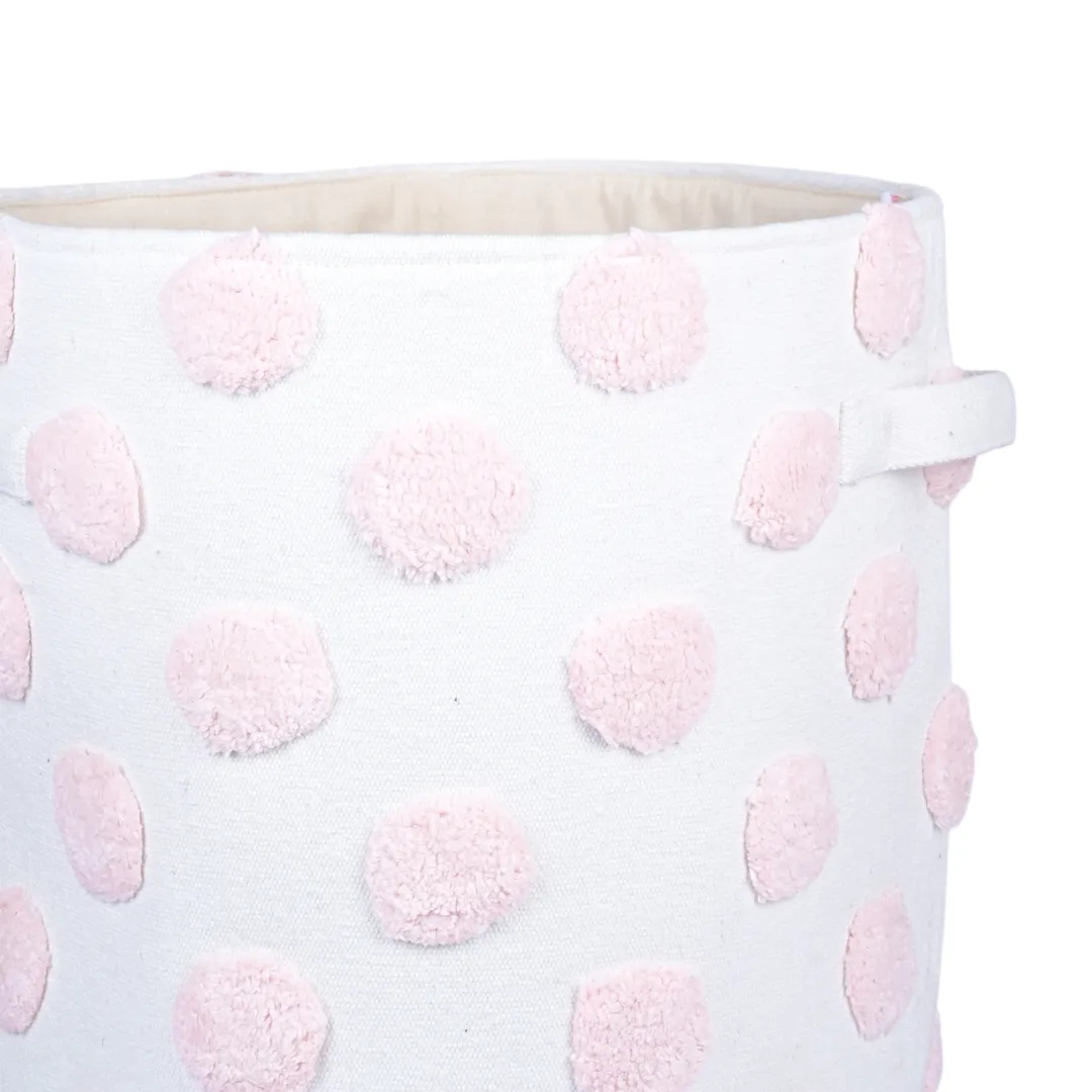 PomPom Large Round Pink Toy Storage Basket