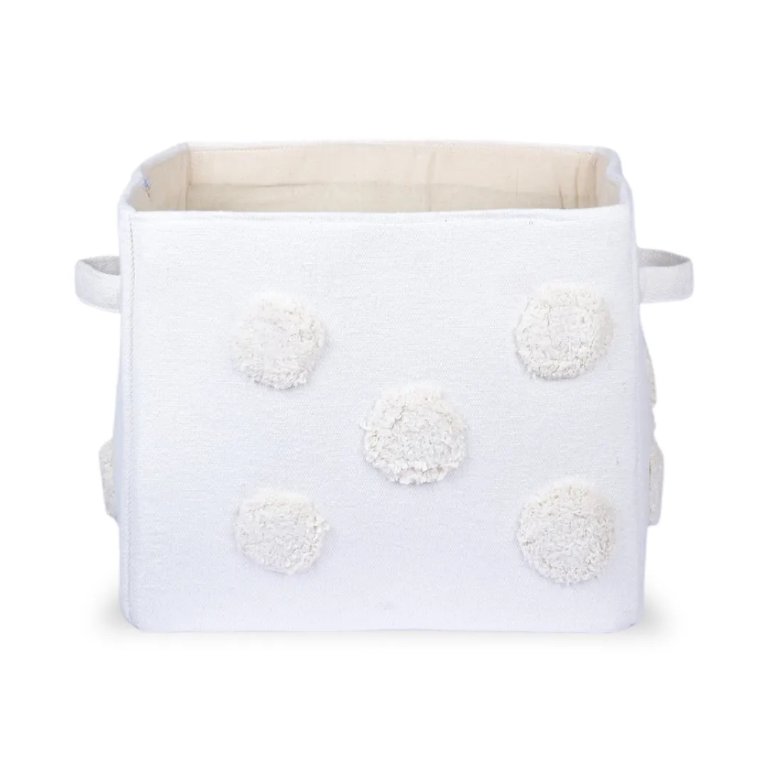 PomPom Medium Rectangular Beige Toy Storage Basket