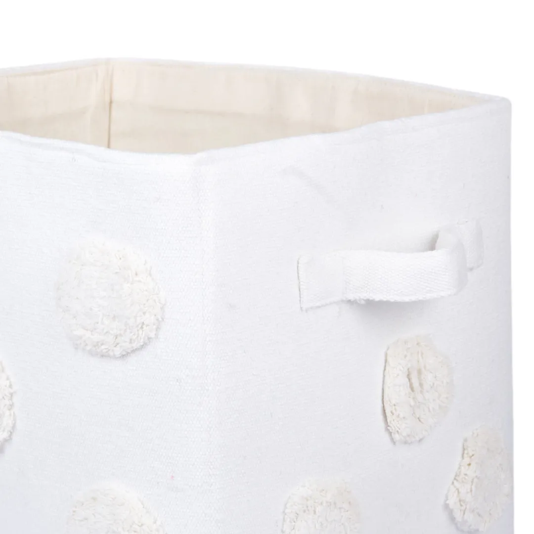 PomPom Medium Rectangular Beige Toy Storage Basket