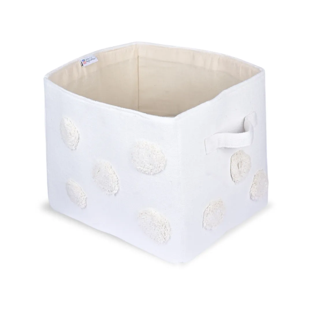 PomPom Medium Rectangular Beige Toy Storage Basket