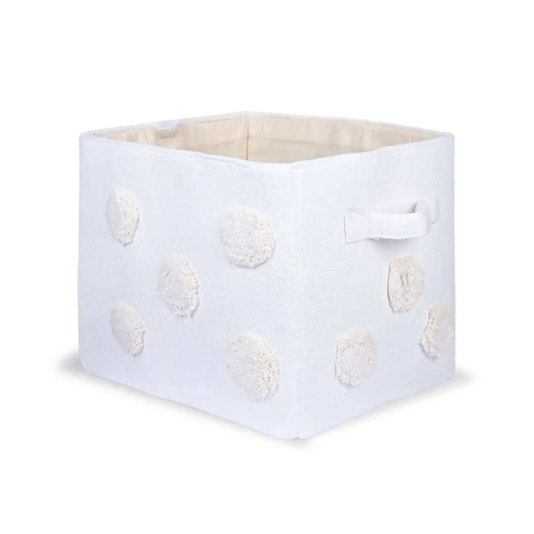 PomPom Medium Rectangular Beige Toy Storage Basket