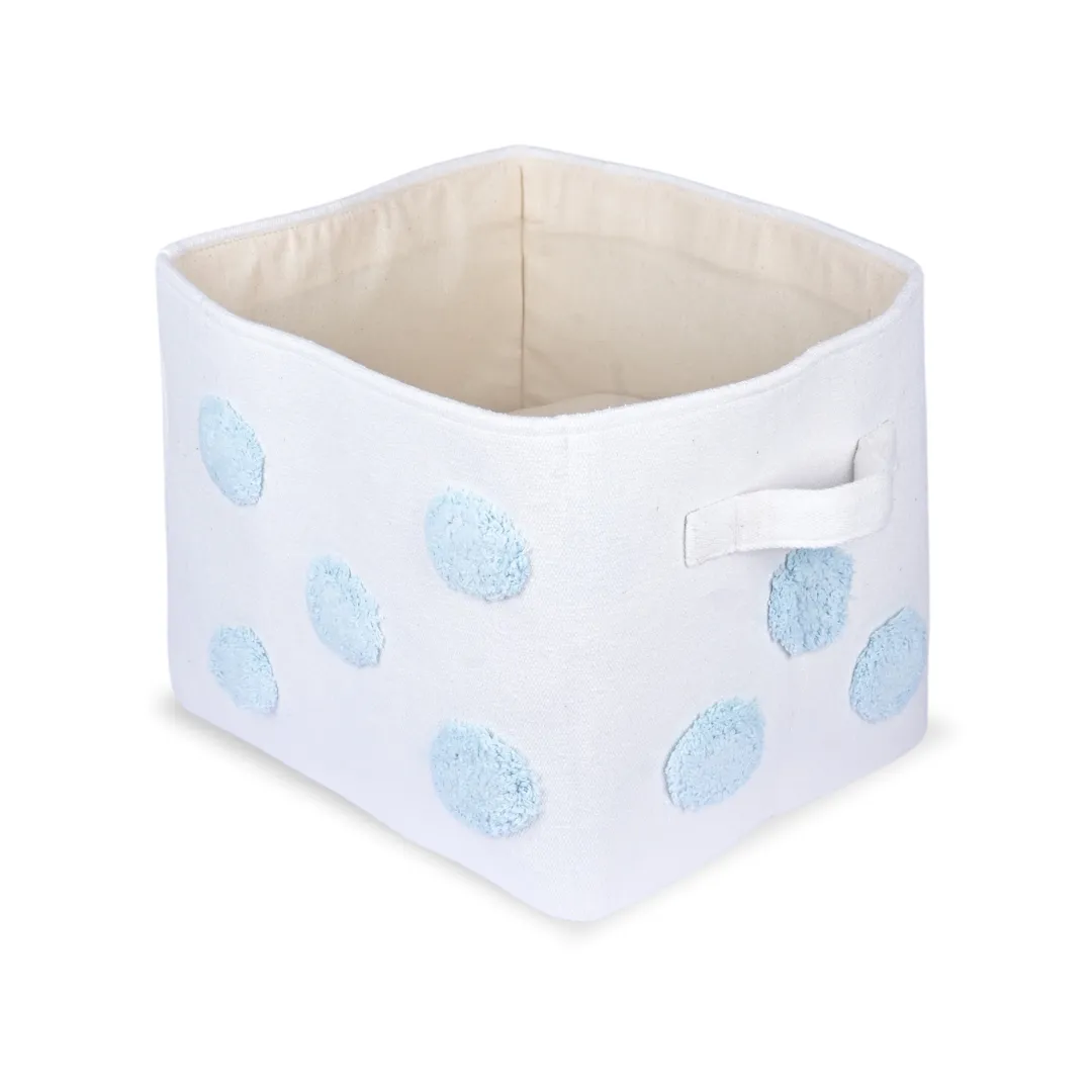 PomPom Medium Rectangular Blue Toy Storage Basket